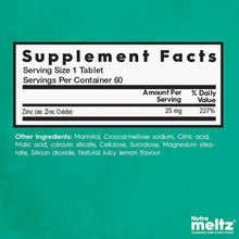 Load image into Gallery viewer, NUTRAMELTZ ZINC 25 mg  (60 Melts)